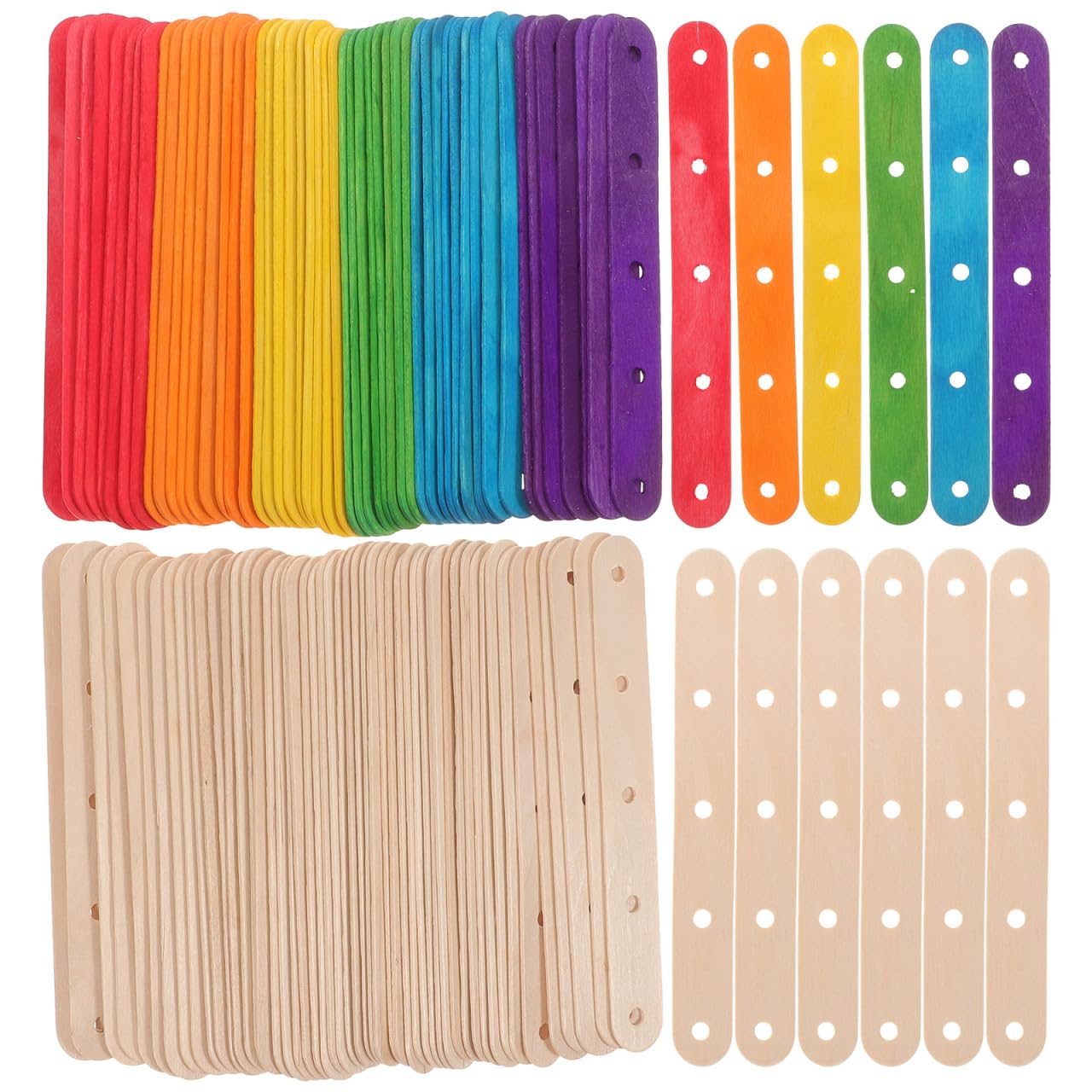 Amazon.com: 100PCS DIY Popsicle Stick Wood Sticks with Holes Toy